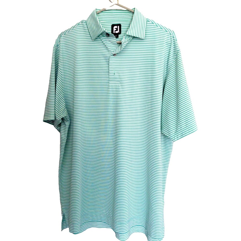 Footjoy Mens Golf Shirt Sz M Green Stripe